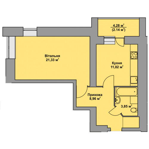 1-кім. квартира, 8 поверх ID:5592