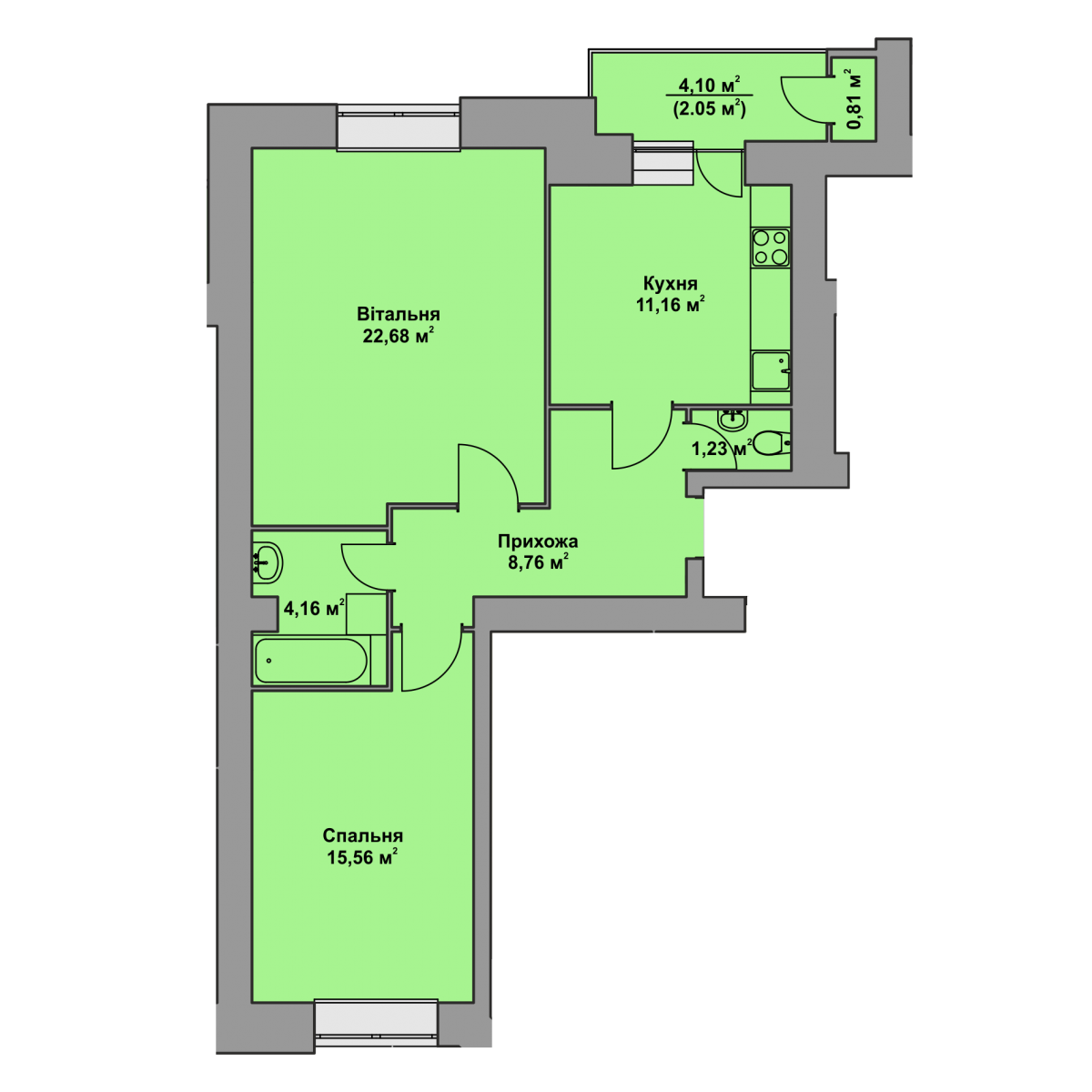 2-кім. квартира, 1 поверх - Комфорт Житлобуд
