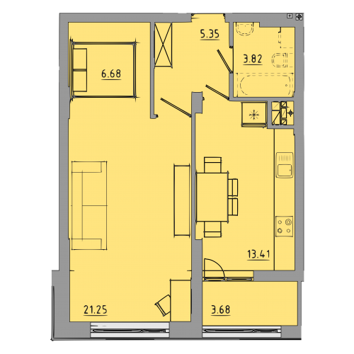 1-кім. квартира, 6 поверх ID:9082