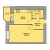 Мініатюра об'єкта 1-кім. квартира, 2 поверх