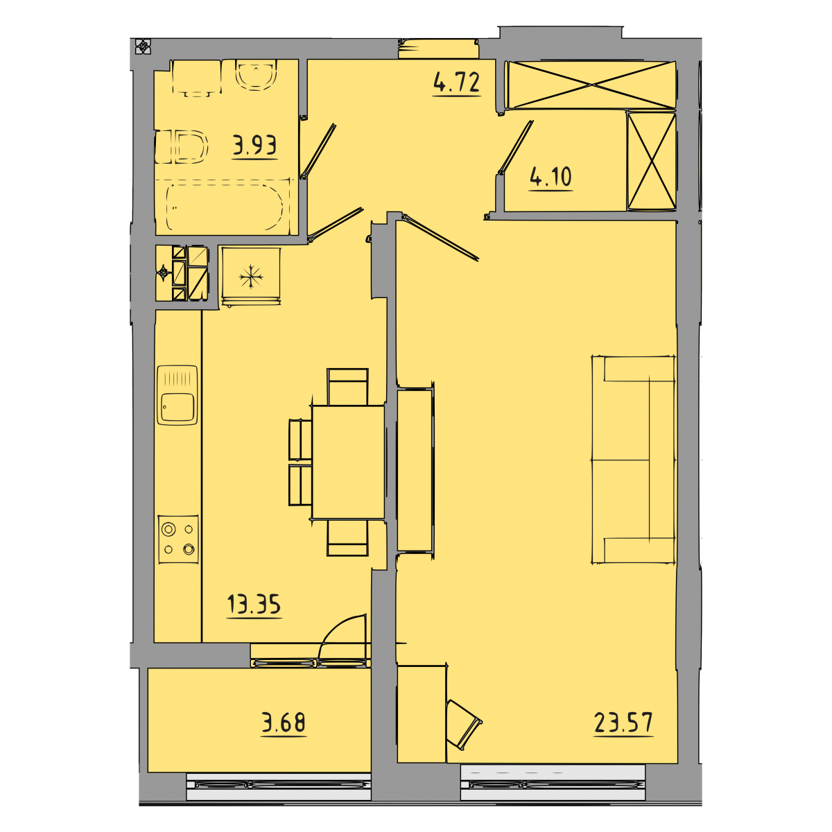 План об'єкта 1-кім. квартира, 7 поверх