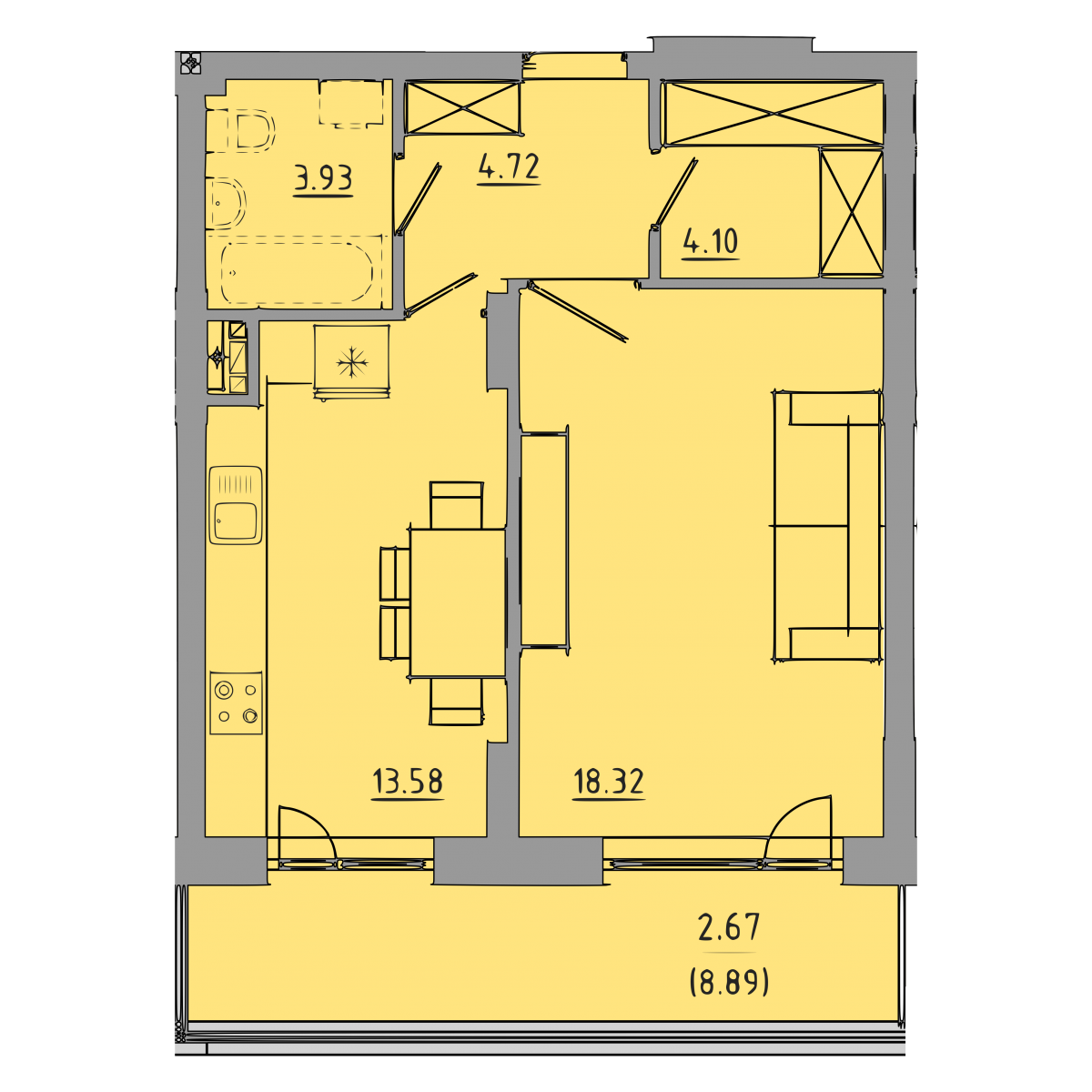 1-кім. квартира, 3 поверх - Комфорт Житлобуд