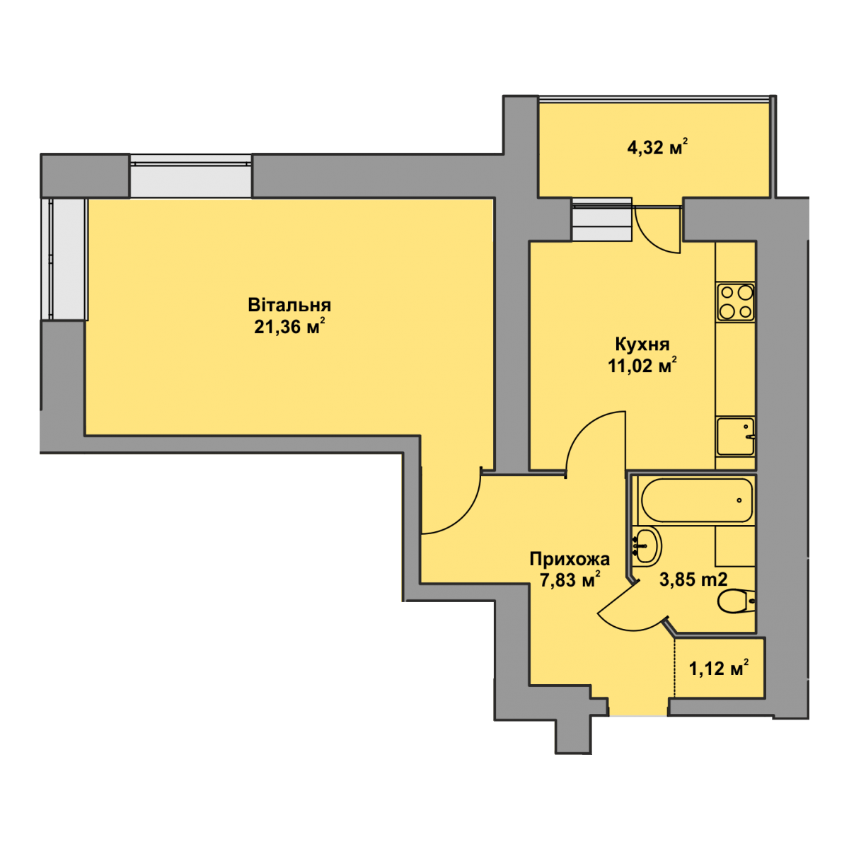 1-кім. квартира, 1 поверх - Комфорт Житлобуд