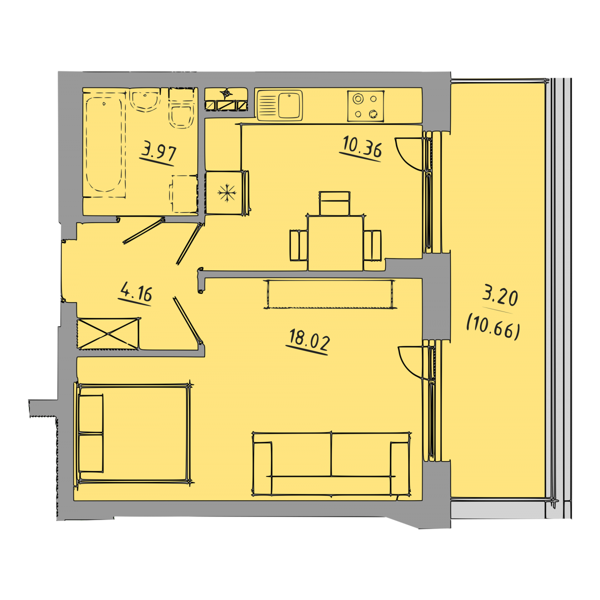 1-кім. квартира, 3 поверх - Комфорт Житлобуд