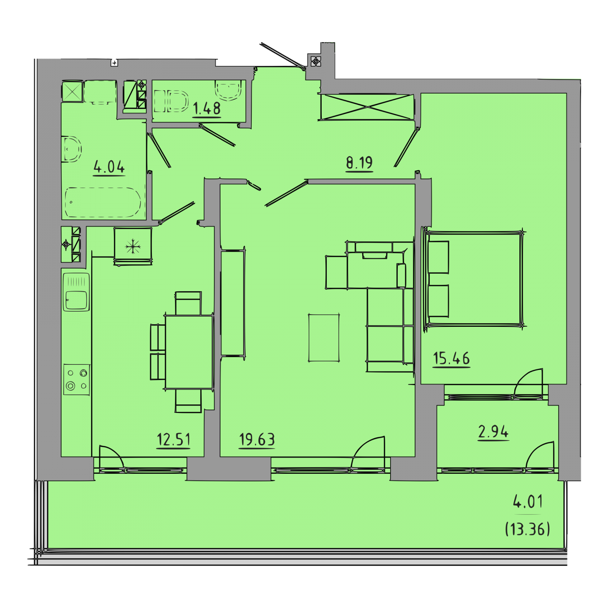 2-кім. квартира, 3 поверх - Комфорт Житлобуд