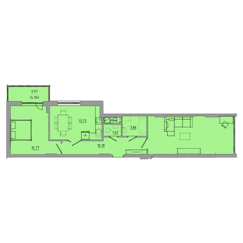 2-кім. квартира, 4 поверх ID:9056