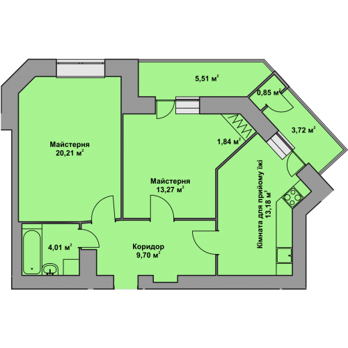 2-кім. квартира, 9 поверх ID:9272