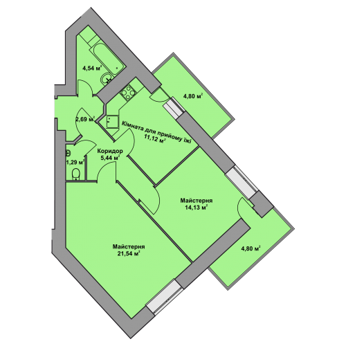 2-кім. квартира, 9 поверх ID:9274