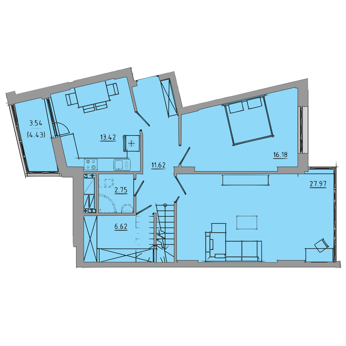 План  об'єкта 5-кім. квартира, 9-10 поверх