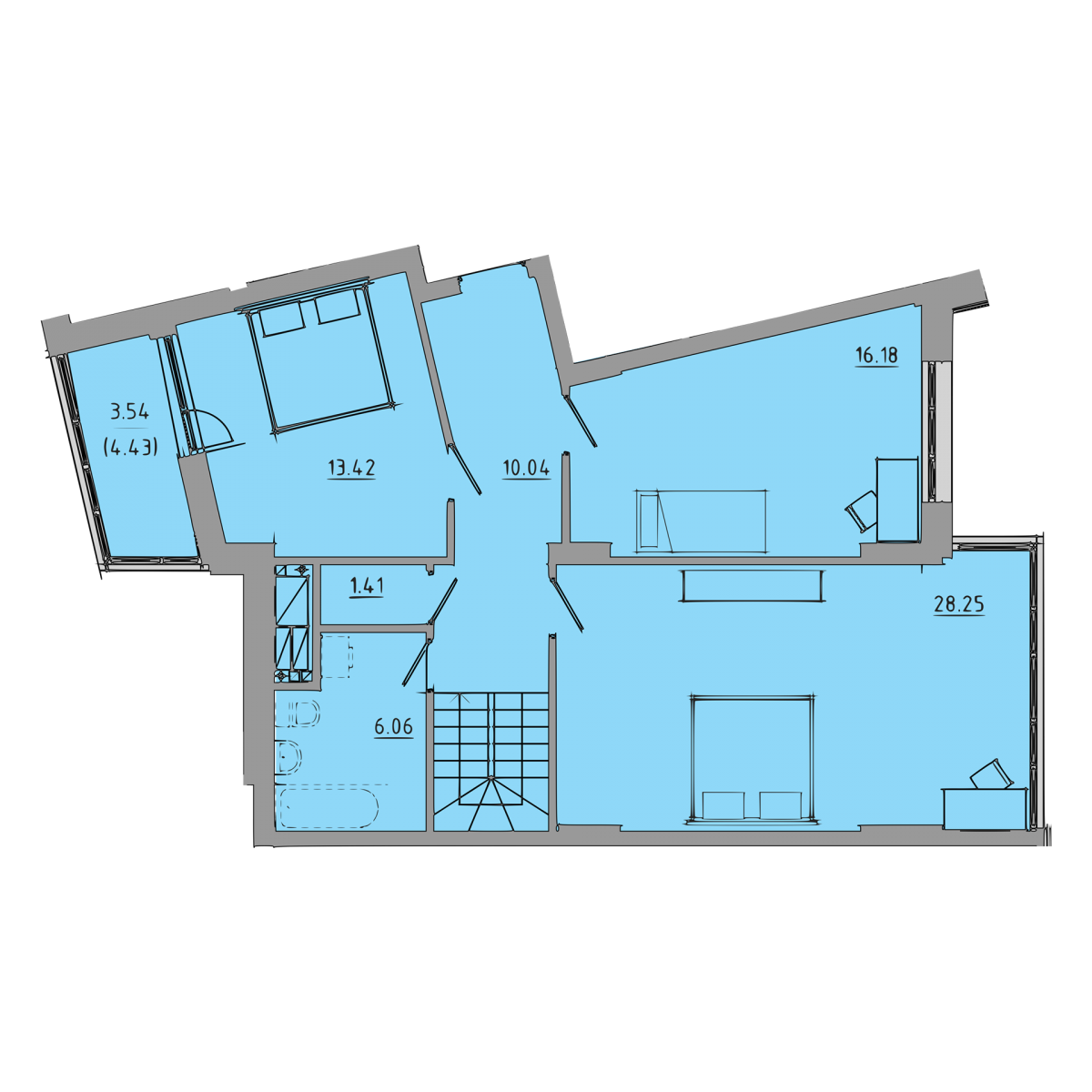План 1 об'єкта 5-кім. квартира, 9-10 поверх