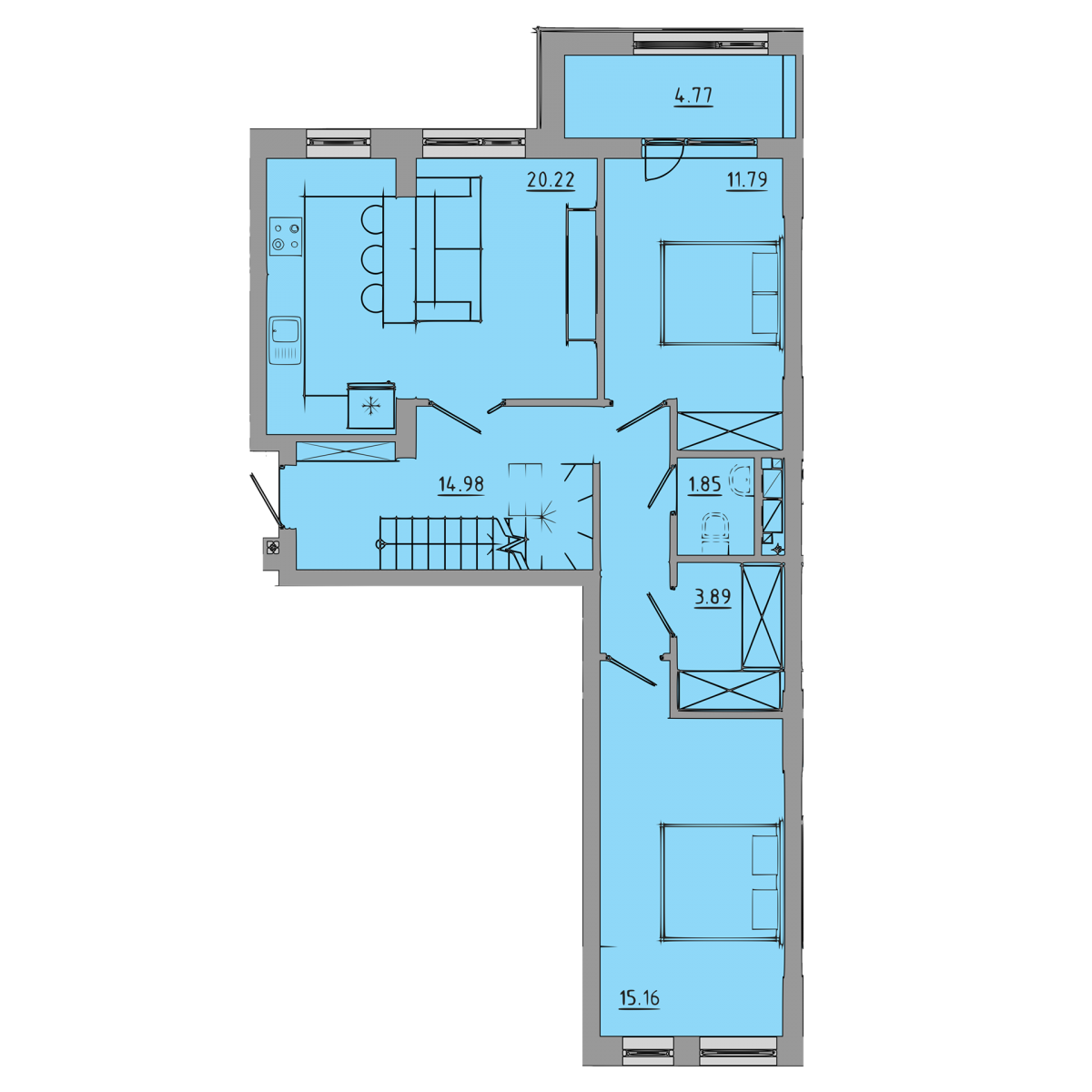 План  об'єкта 5-кім. квартира, 9-10 поверх