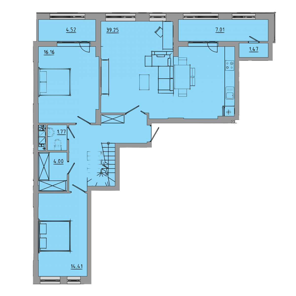 План об'єкта 5-кім. квартира, 9-10 поверх