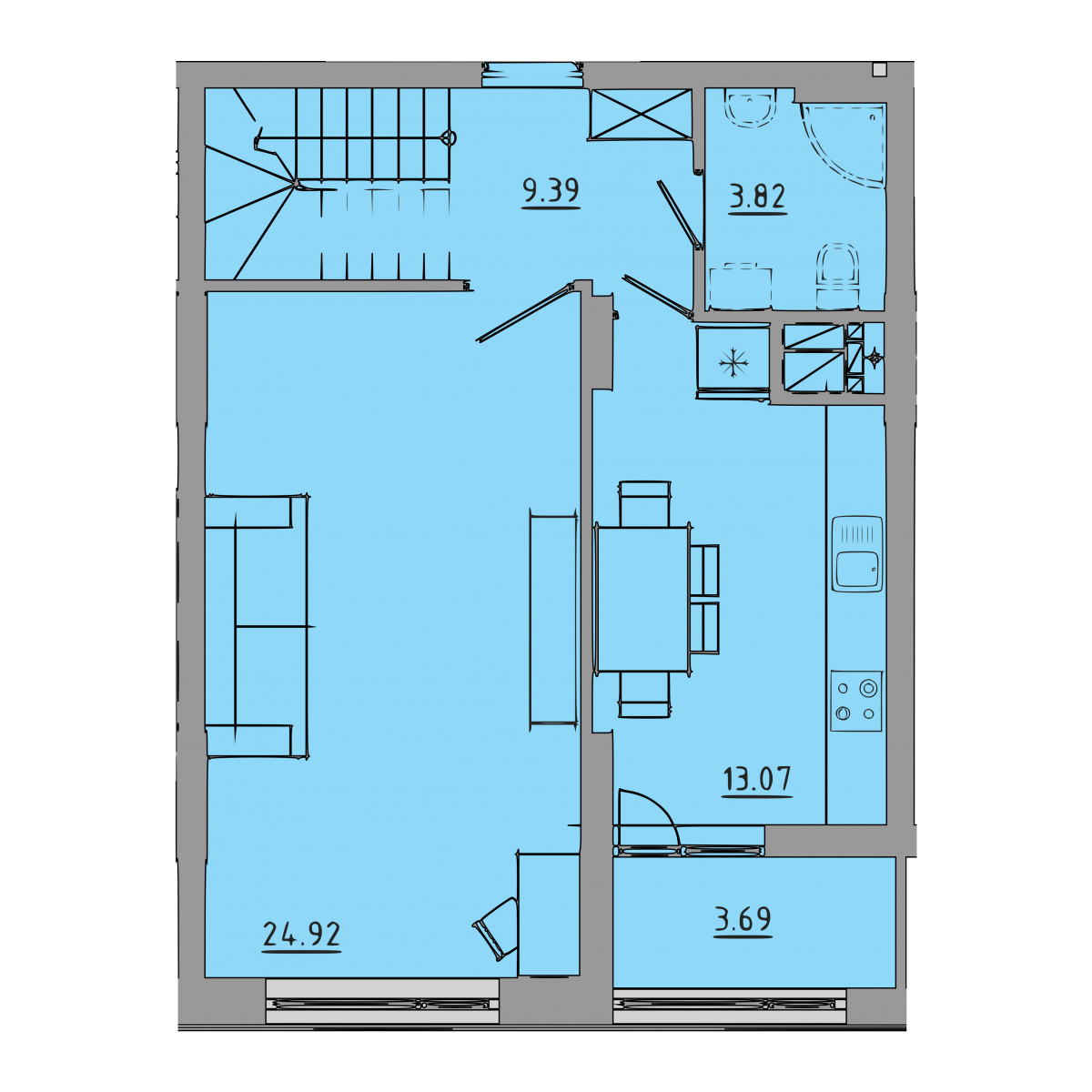 План об'єкта 3-кім. квартира, 9-10 поверх