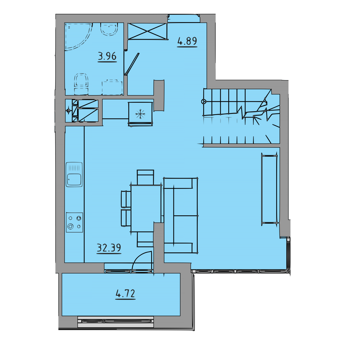 План об'єкта 2-кім. квартира, 9-10 поверх