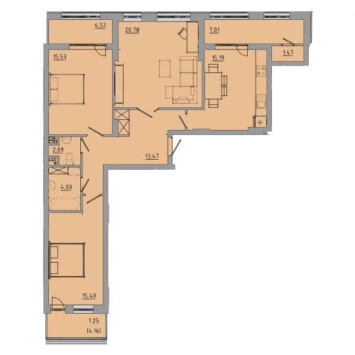 3-кім. квартира, 3 поверх ID:9016