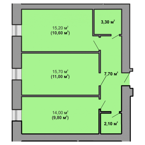 2-кім. квартира, 8 поверх ID:9281